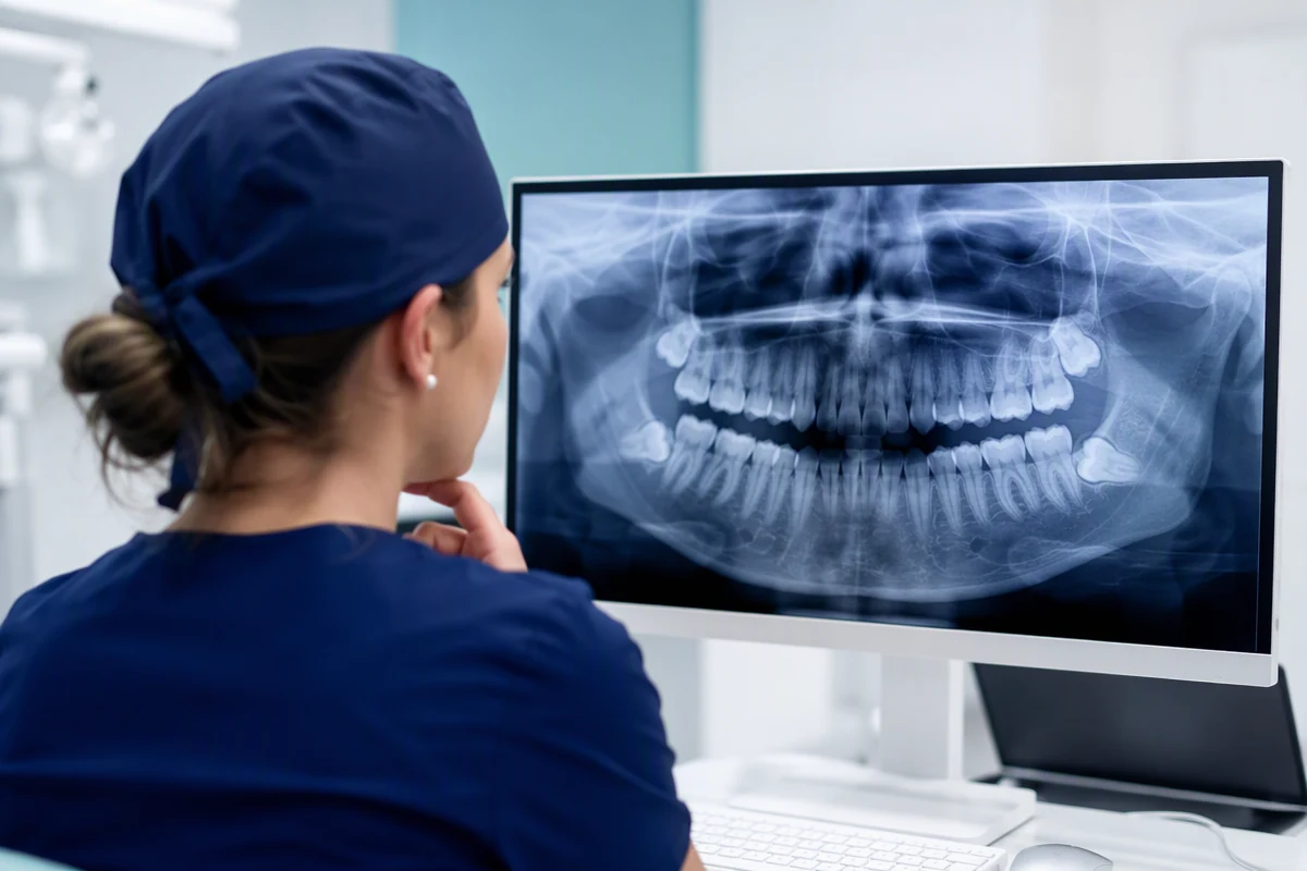 Radiografía utilizada para evaluar la posición de los terceros molares antes de una extracción
